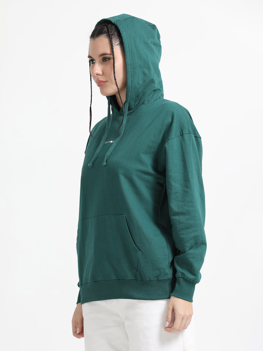 Women's Green Graphic Print Oversized Sweatshirt