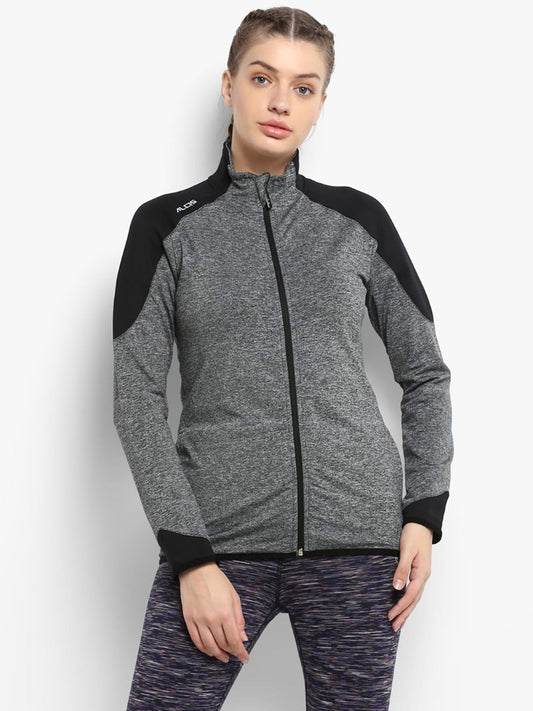 Alcis Women Grey Solid Track Jacket