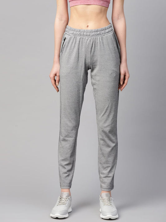 Alcis Women Grey Melange Solid Slim Fit Track Pants