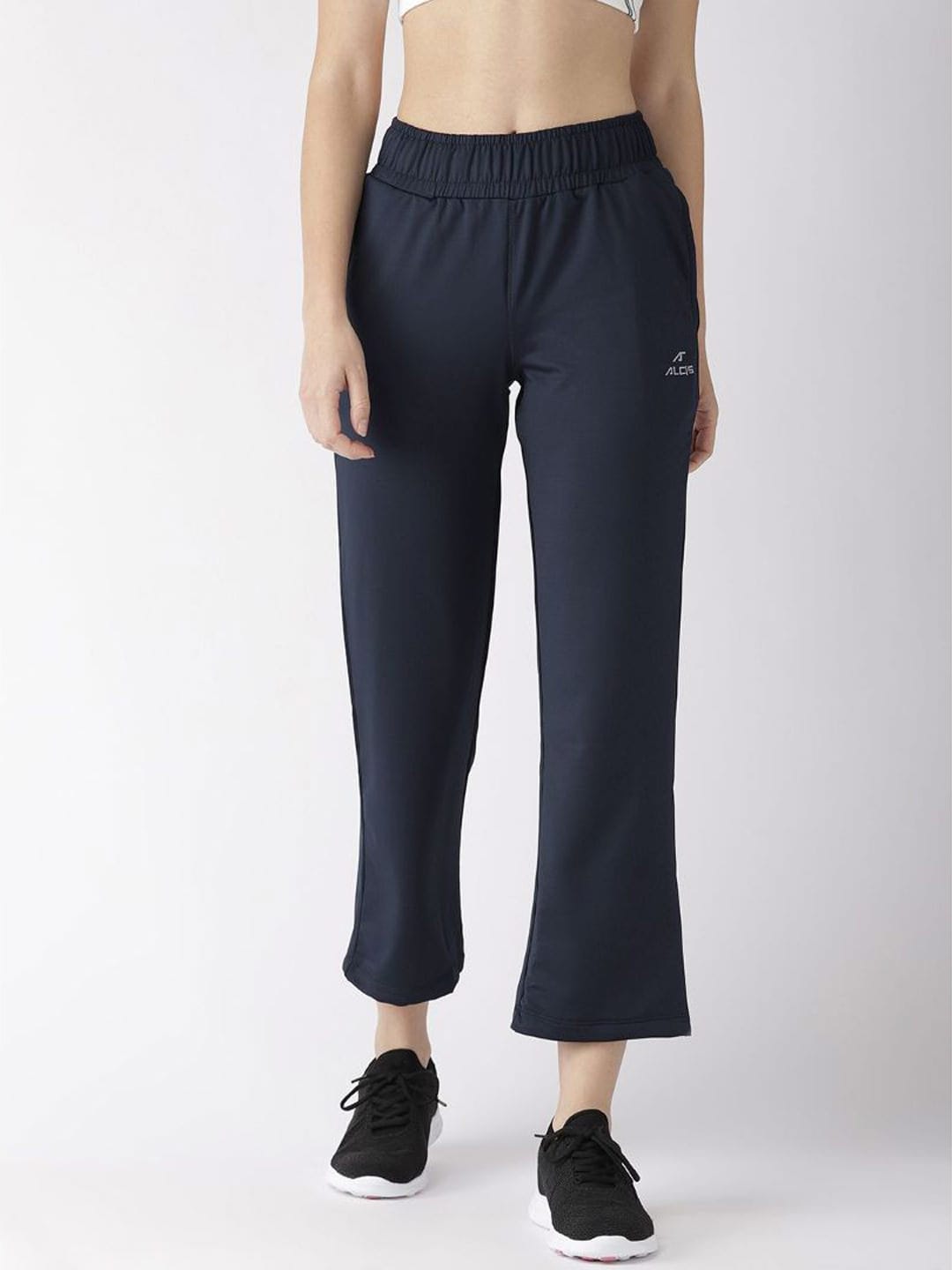 Alcis Women Navy Blue Solid Cropped Track Pants