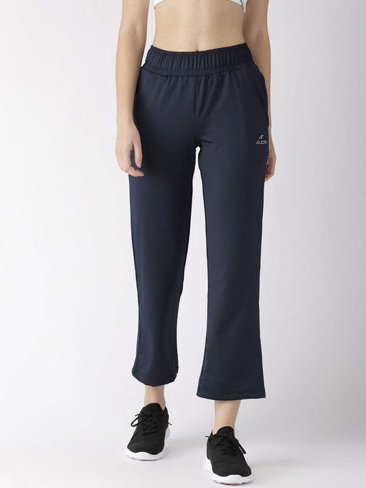 Alcis Women Navy Blue Solid Cropped Track Pants