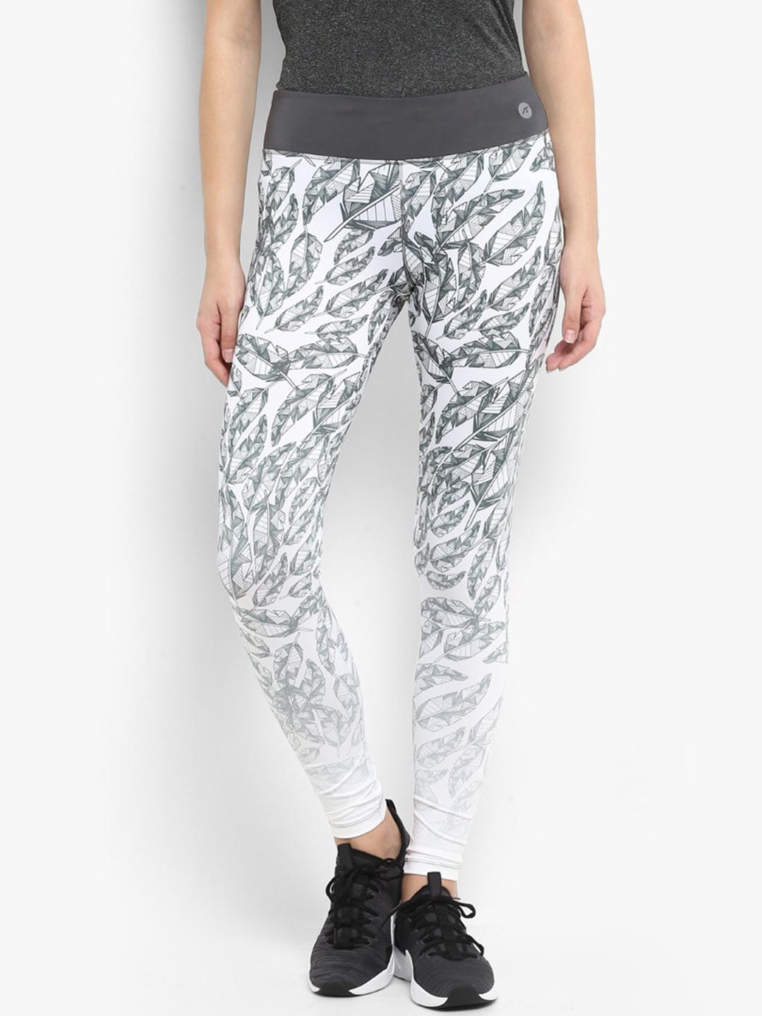 Alcis Women White  Grey Printed Tights