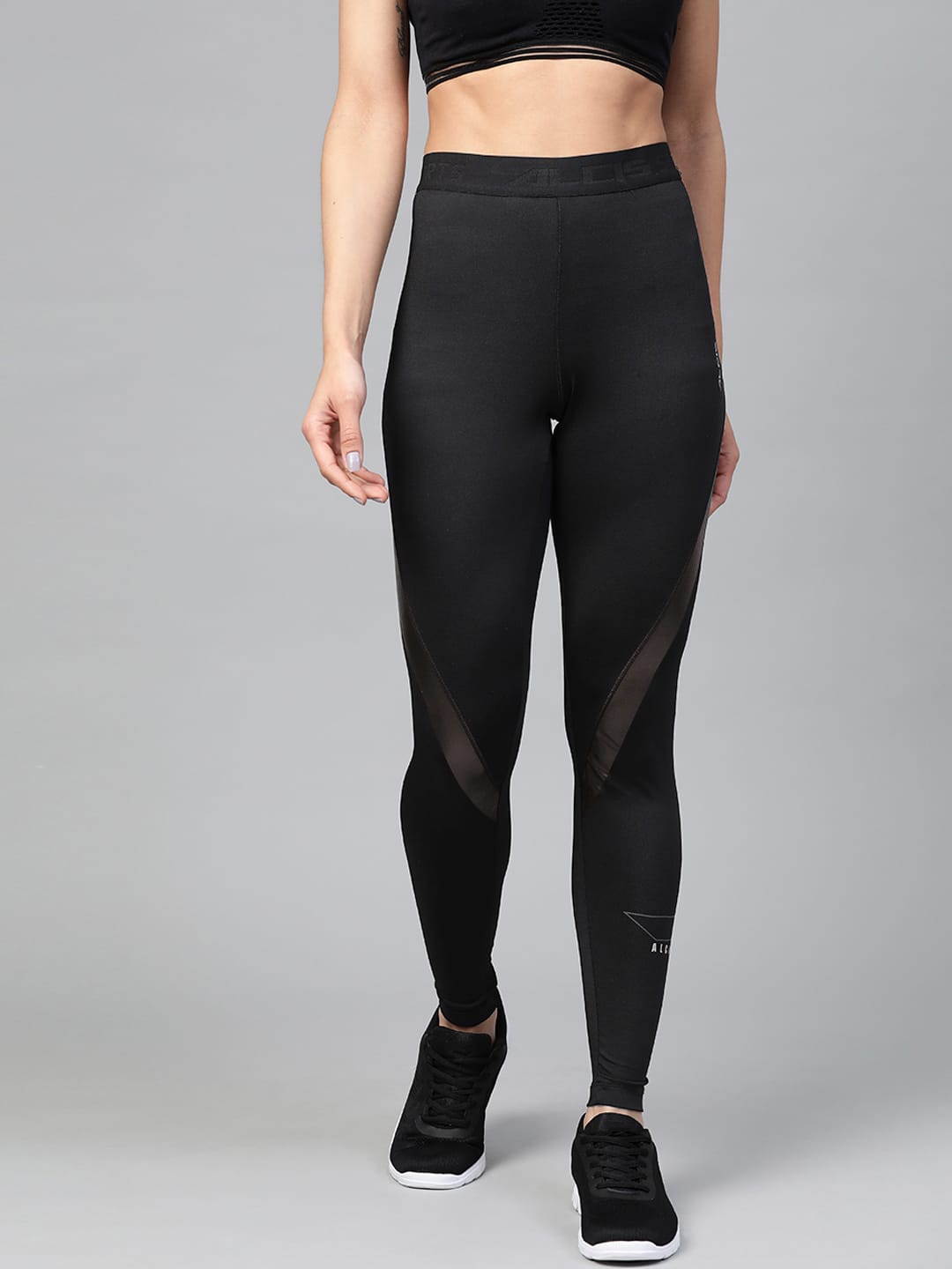Alcis Women Black Solid Running Tights