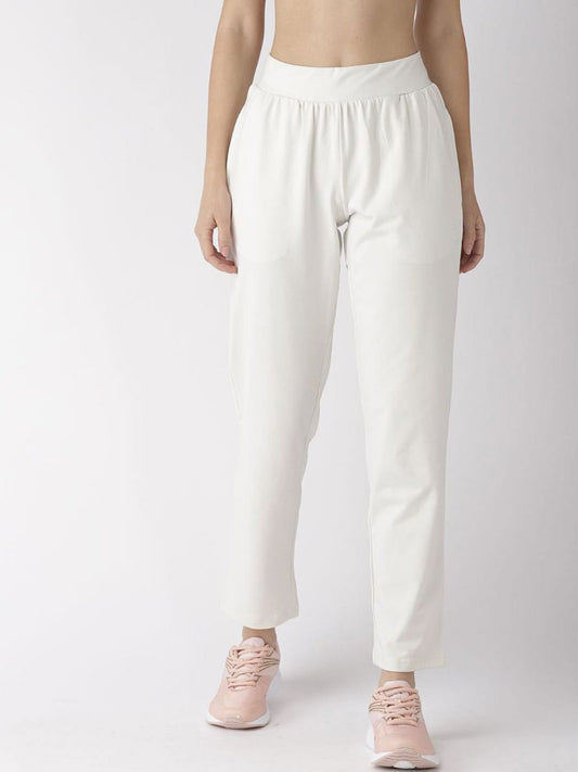 Alcis Women Solid Off-White Track Pants