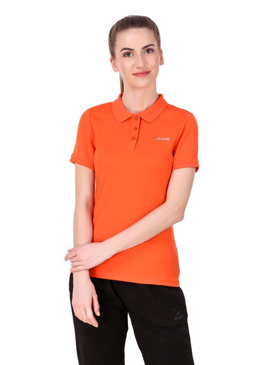 Alcis Women Solid Orange Tshirts