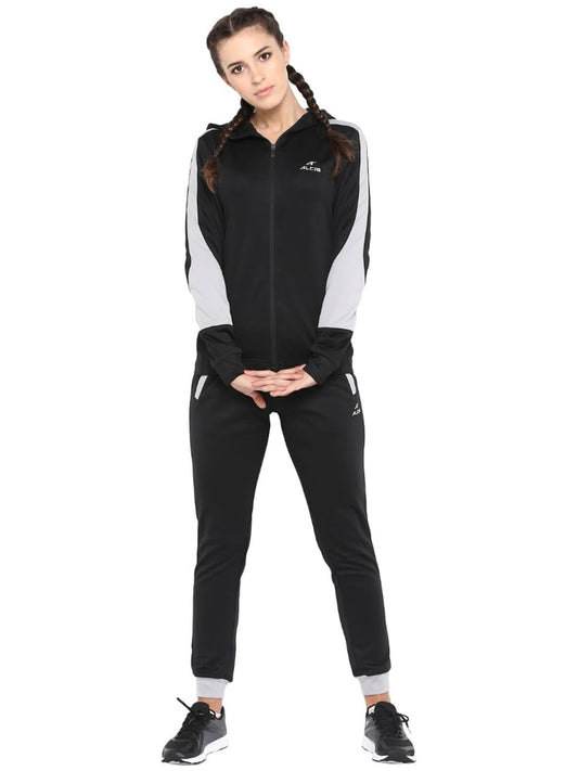 Alcis Women Black  Grey Colourblocked Tracksuit