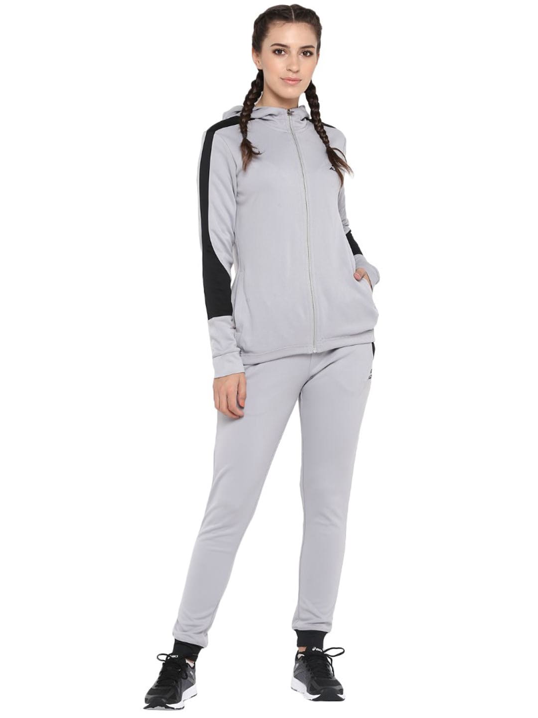 Alcis Women Grey Colourblocked Tracksuit