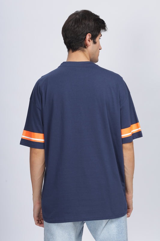 Men's Navy Blue Graphic Oversized T-Shirt