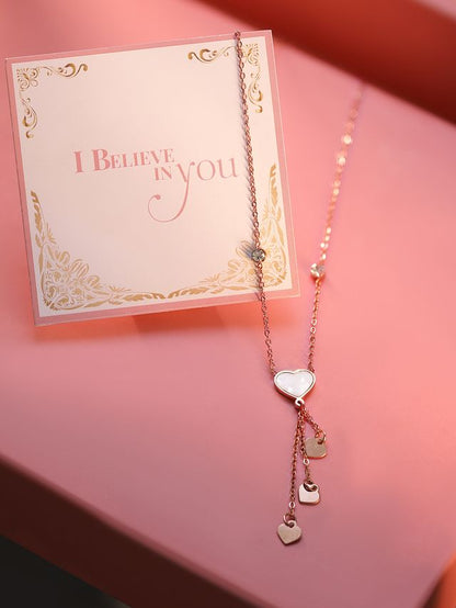 18K Rose Gold-Plated Heart Charm Layered Necklace