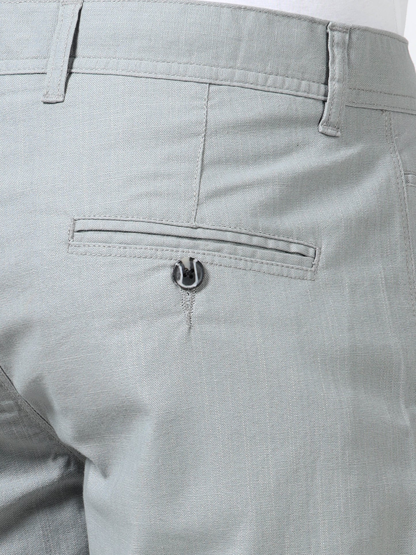 Men's Grey Regular Fit Solid Linen Shorts