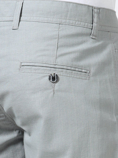 Men's Grey Regular Fit Solid Linen Shorts