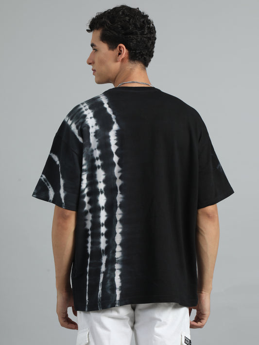 Men's Black Tie and Dye Oversized T-Shirt