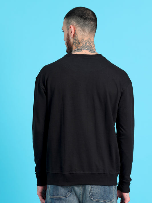 Men's Black Solid Oversized T-Shirt