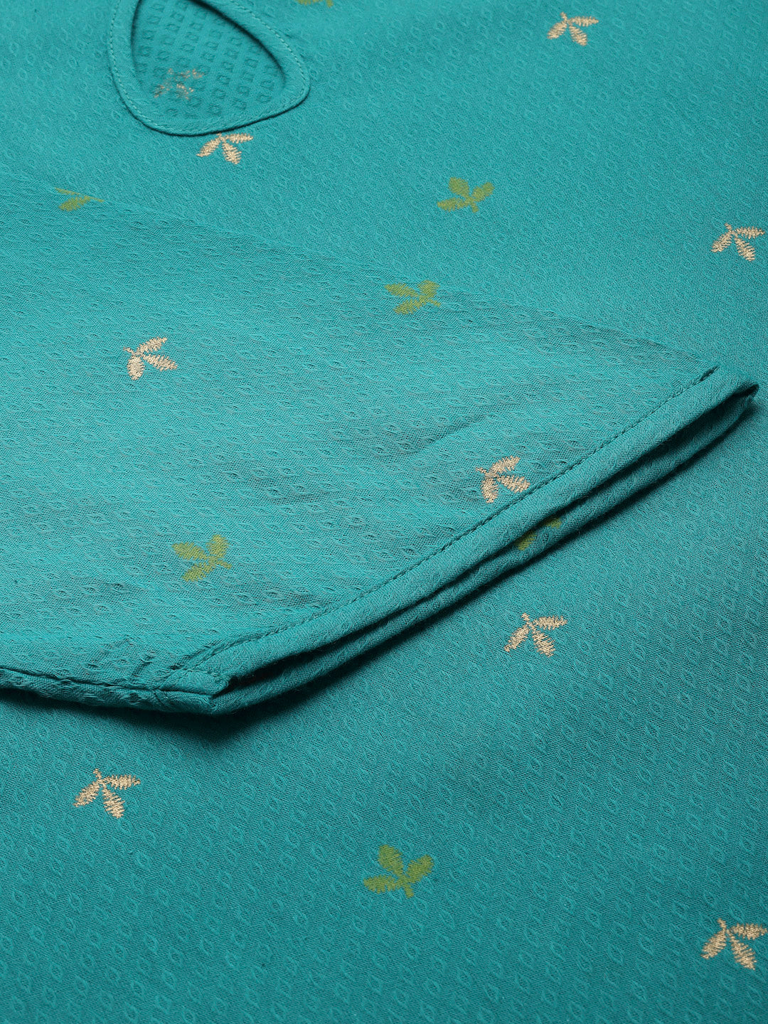 Women Teal Keyhole Neck Straight Kurta Krya